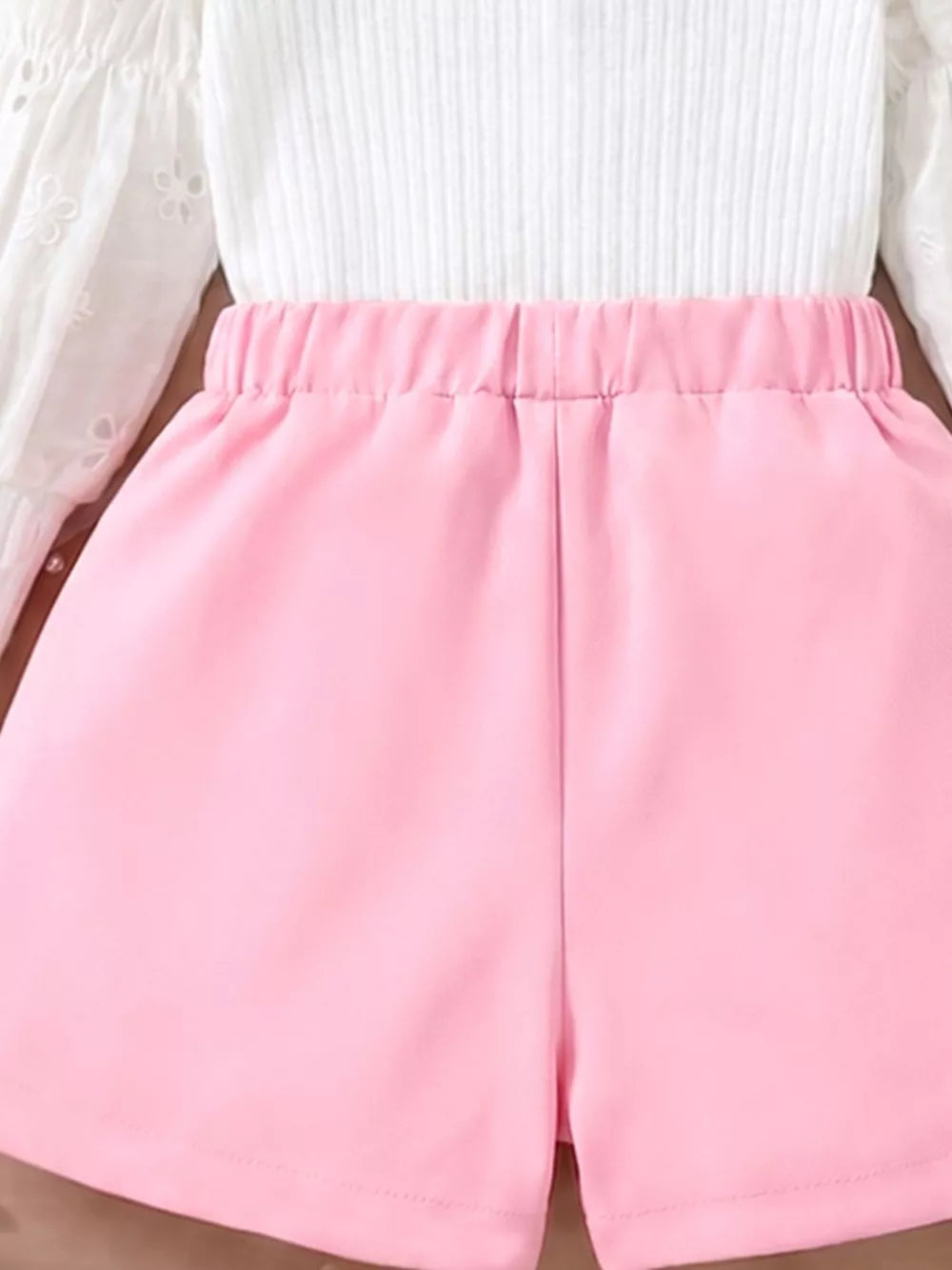 Button-down Ribbed Top in White, model styling view