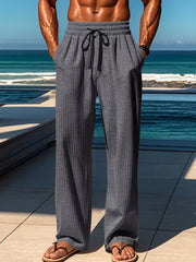 Men's Ribbed Knit Wide-leg Sweatpants Plus Size, side view