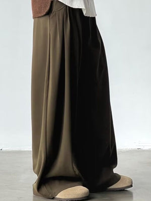 Men's dark brown wide leg sweatpants with a relaxed fit.