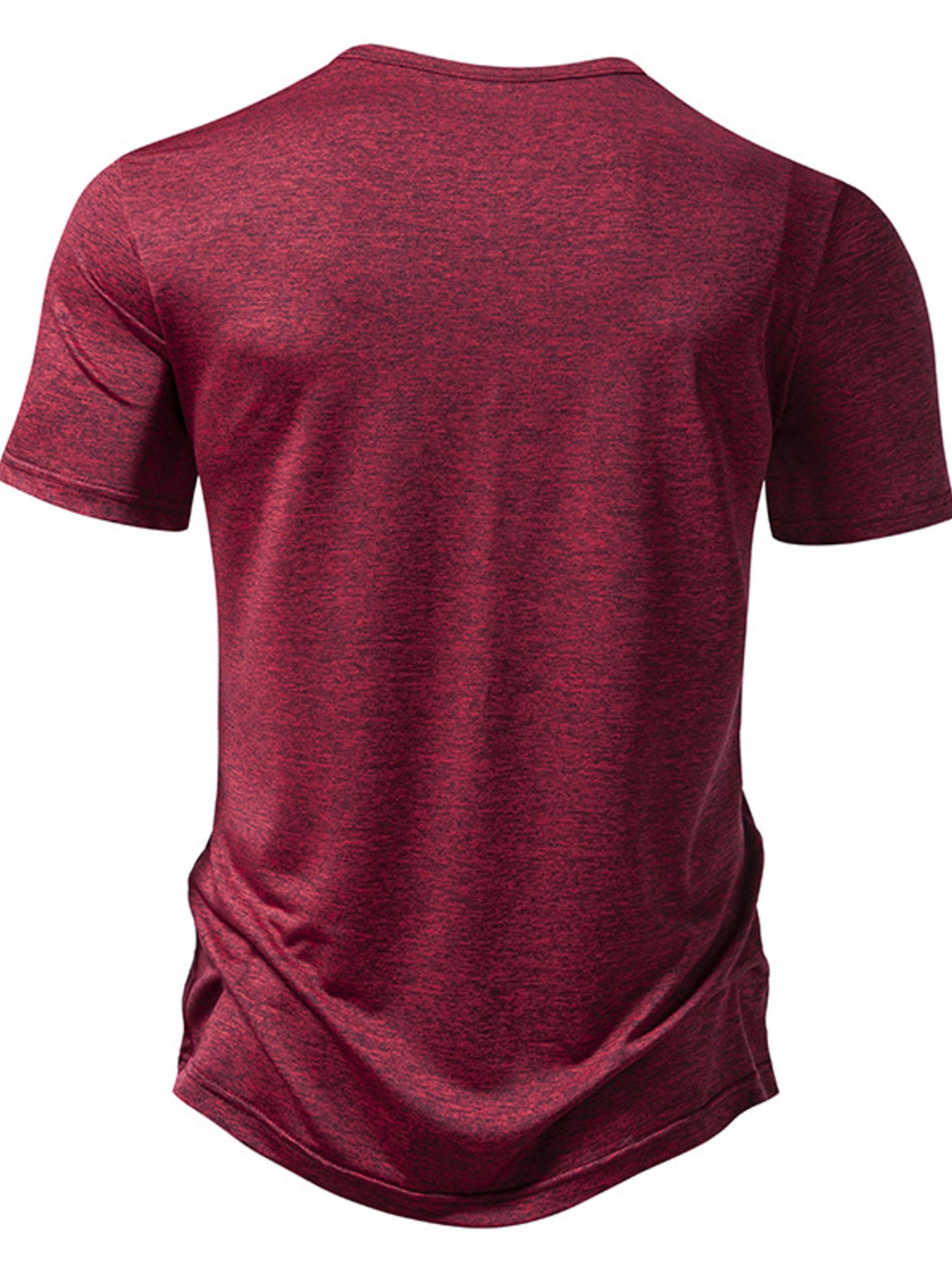 Burgundy mélange cotton slim fit tee with curved hem