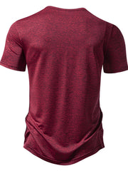 Burgundy mélange cotton slim fit tee with curved hem