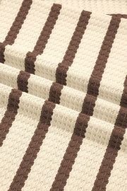 Stripe Patchwork Ribbed Cuff Pullover Sweatshirt in Beige, view 12