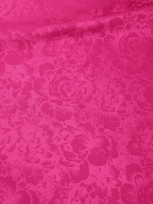 Vibrant cerise mini dress fabric with embossed floral pattern