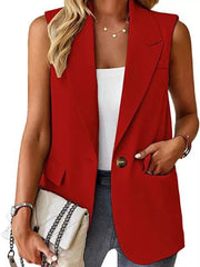 One Button Blazer Vest in Navy, alternate angle