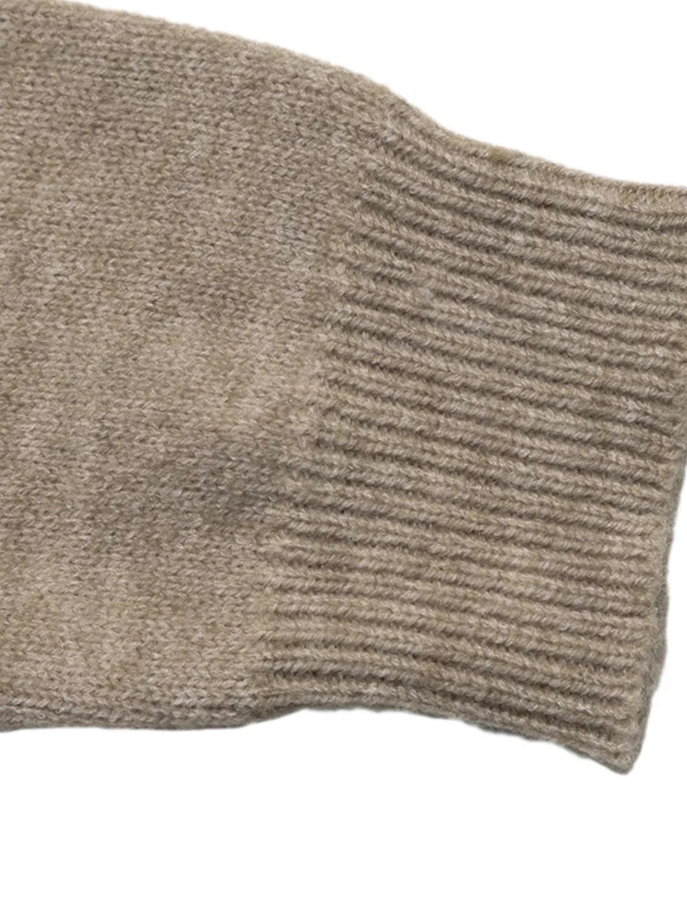 Dropped Shoulder Long Sleeve Sweater in Khaki, fit detail