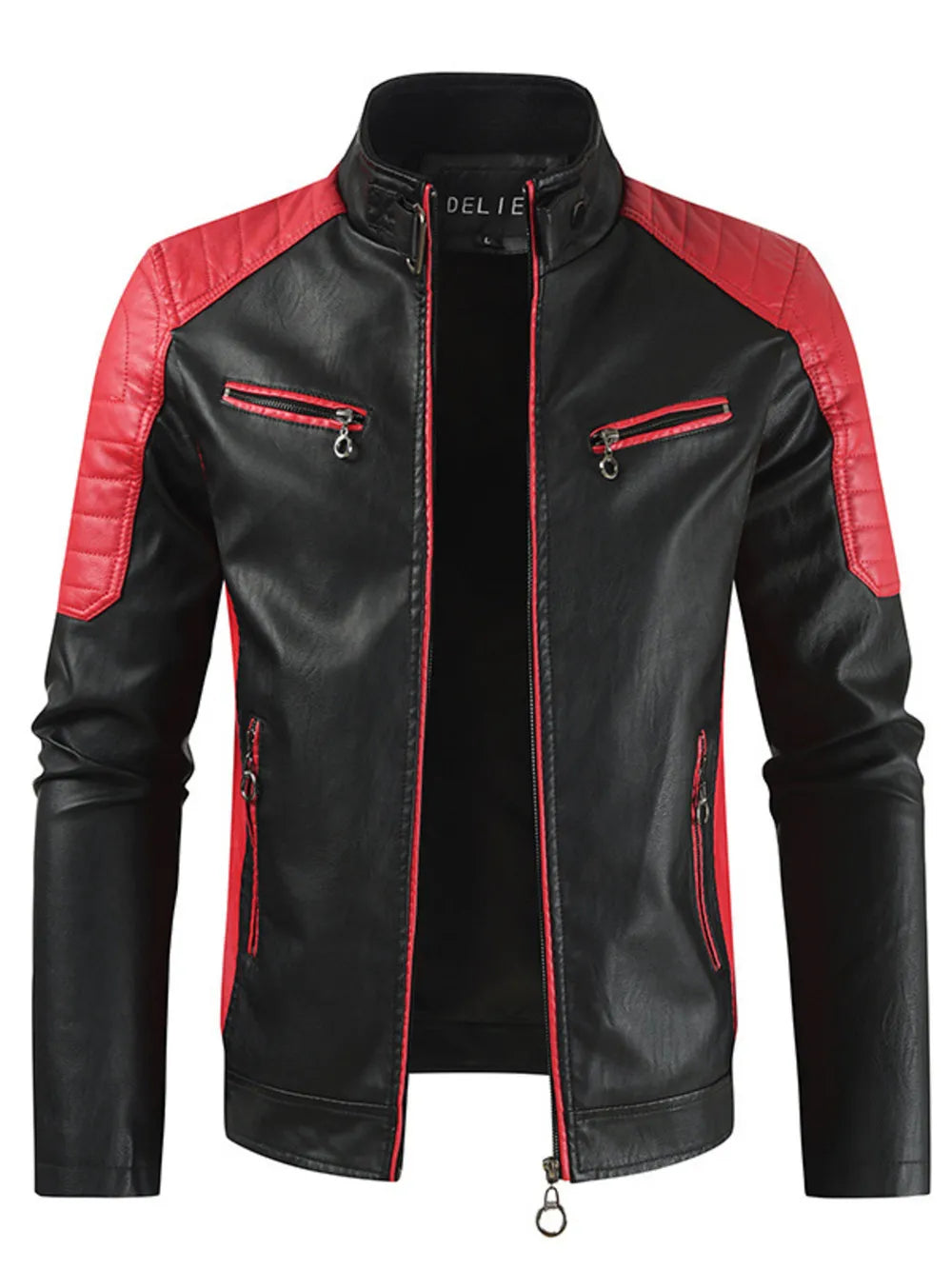 Premium Color Block Faux Leather Coat