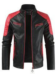 Premium Color Block Faux Leather Coat