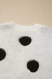 Polka Dot Button Up Cardigan in White, view 16