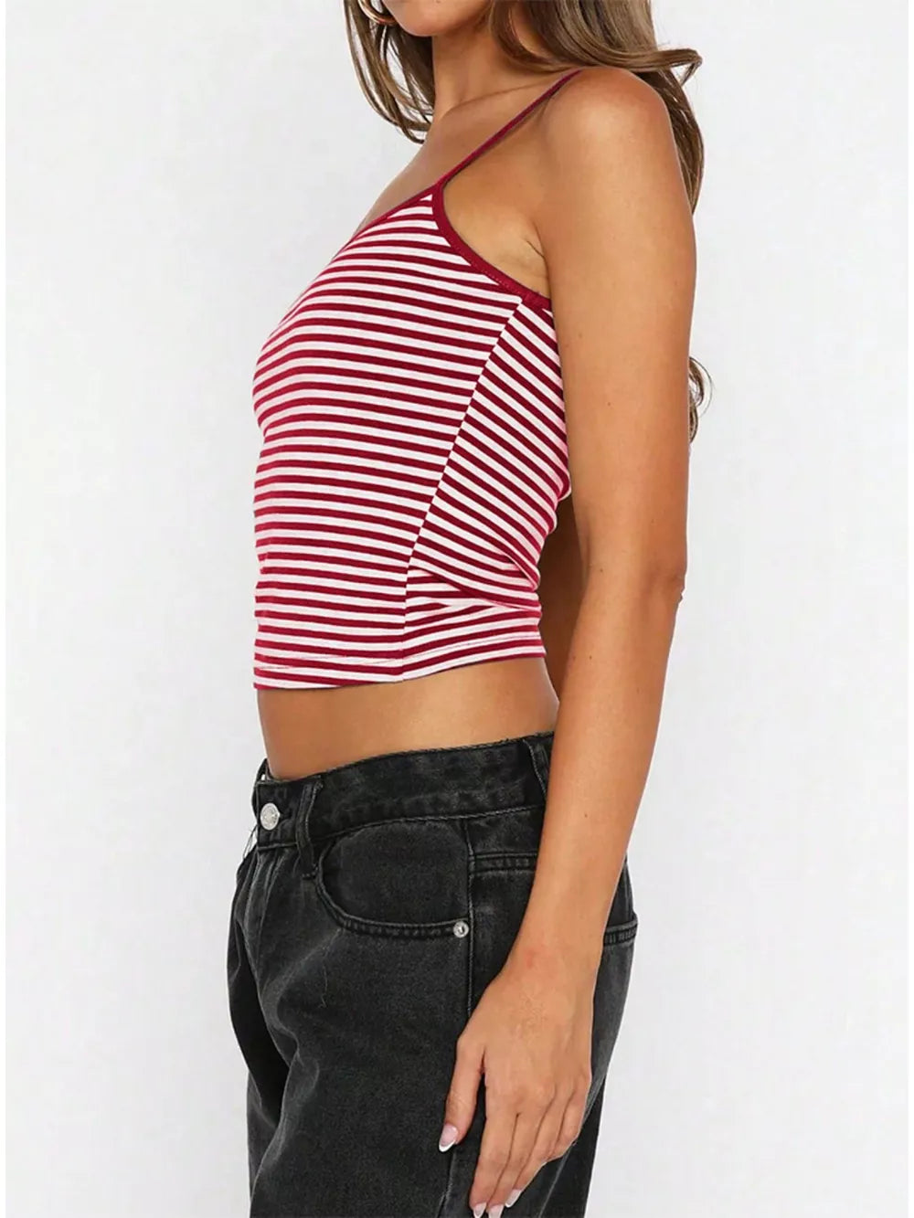 Striped Scoop Neck Cami, fit detail