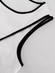 Sleek Contrast Trim Top And Wide-leg Pants Set