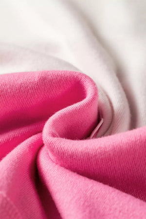 Color Block Ricrac Trim V Neck Long Sleeve Top in Pink, editorial view