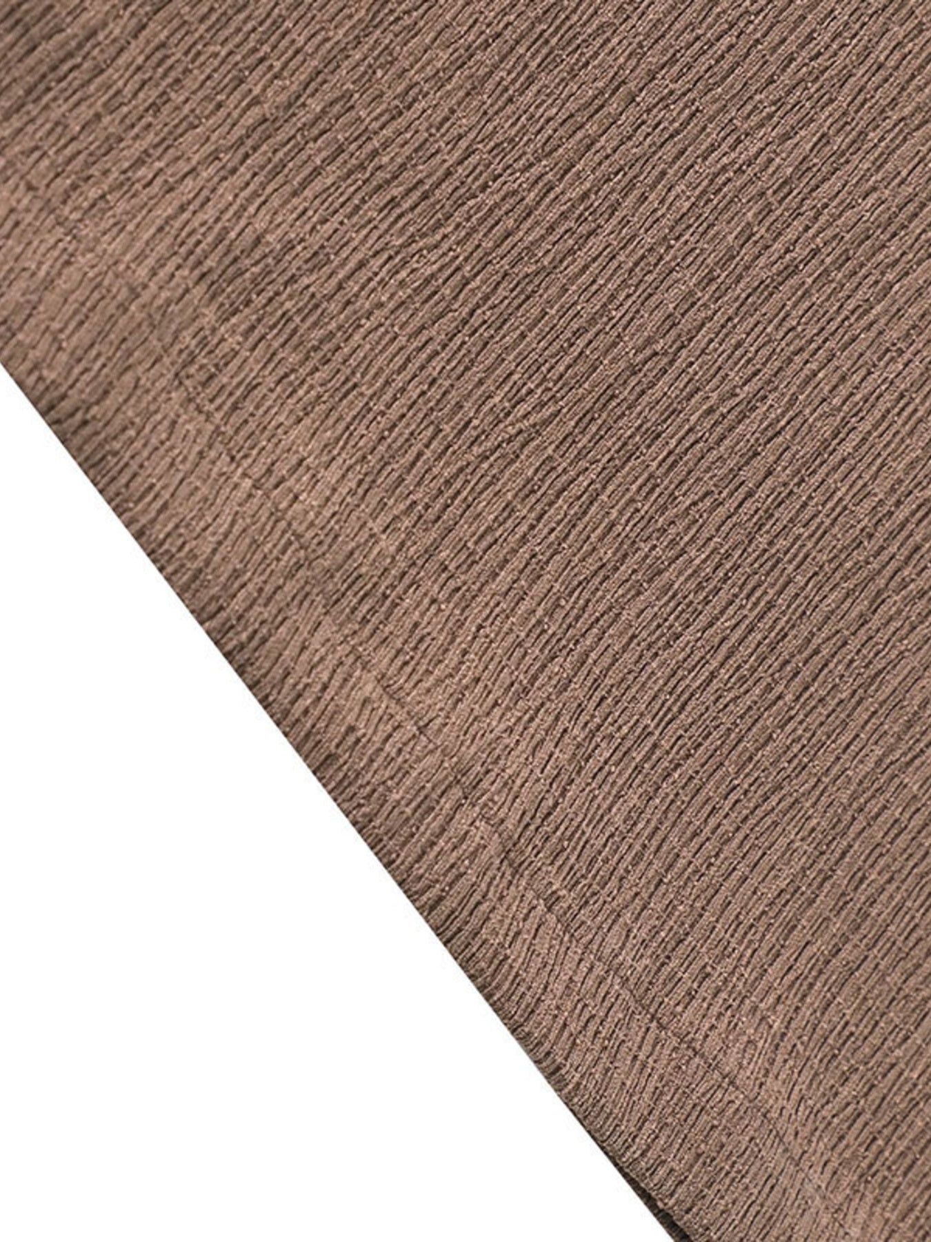 Brown crinkled wide-leg pants showing textured fabric detail