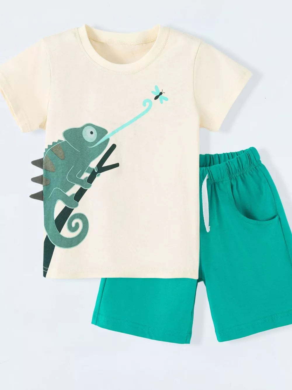 Children's Lizard Round Neck Tee & Shorts Set, side view