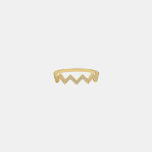 Gold zigzag pavé band ring with clear stones