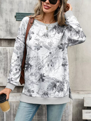 medium gray relaxed sweatshirt with crew neck