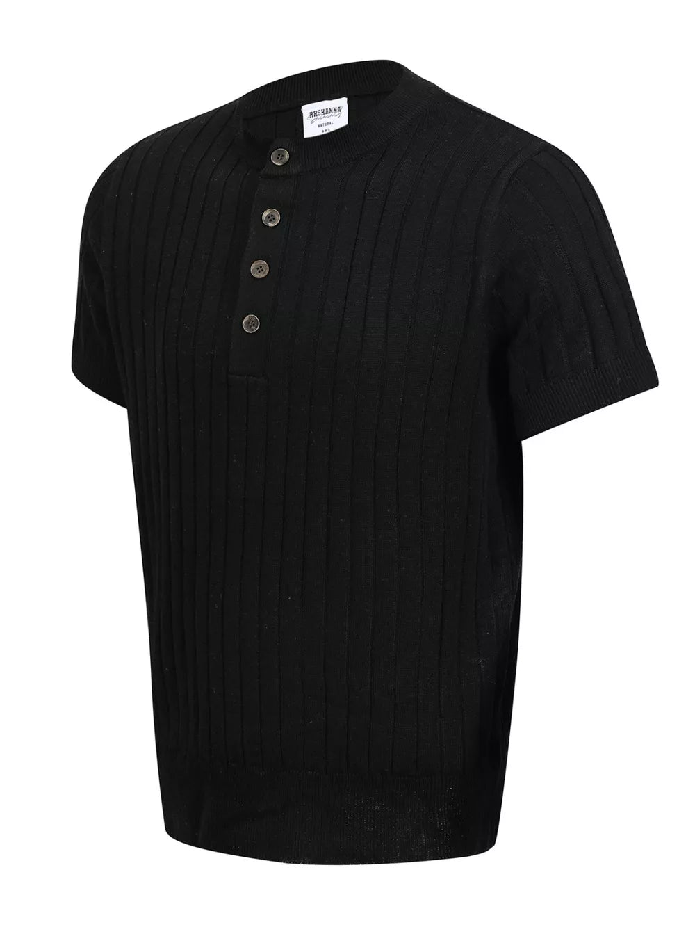 Men's Short Sleeve Ribbed Henley Top in Apricot, back view