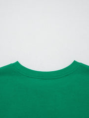 Green crew neck t-shirt with ribbed neckline detail