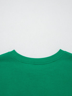 Green crew neck t-shirt with ribbed neckline detail