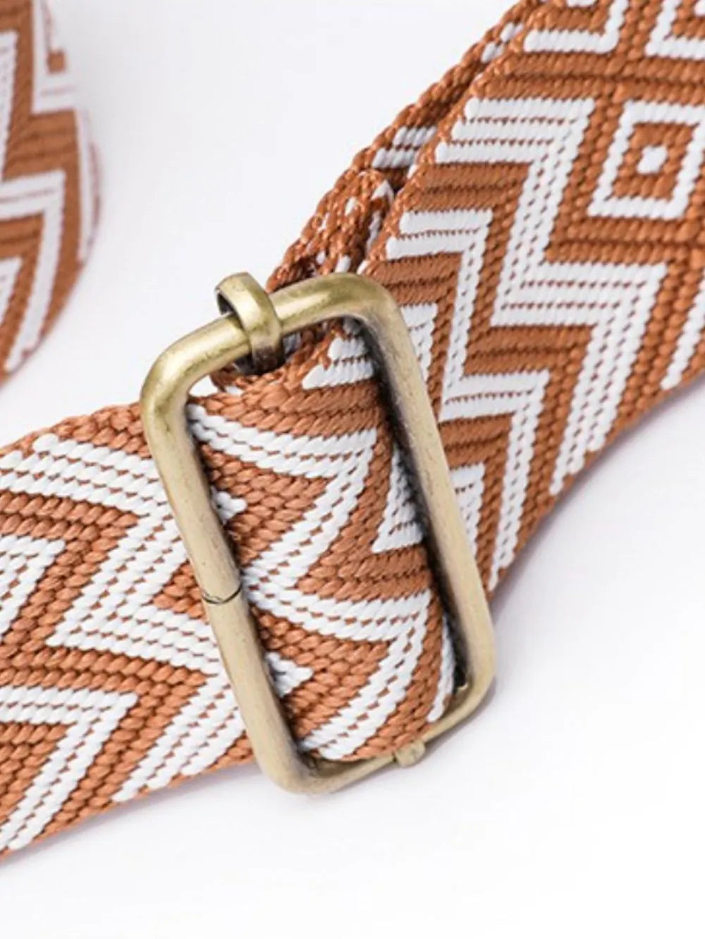 Terracotta and white geometric strap with antique brass buckle detail
