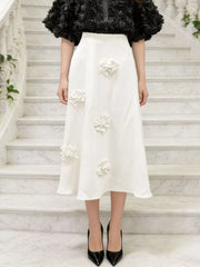 Floral Embellished High-waist Midi Skirt