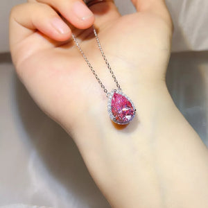 Sterling Silver Moissanite Pendant Necklace, side view