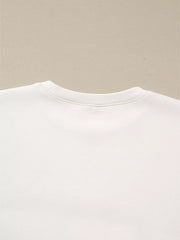 White cotton crewneck pullover pajama top detail