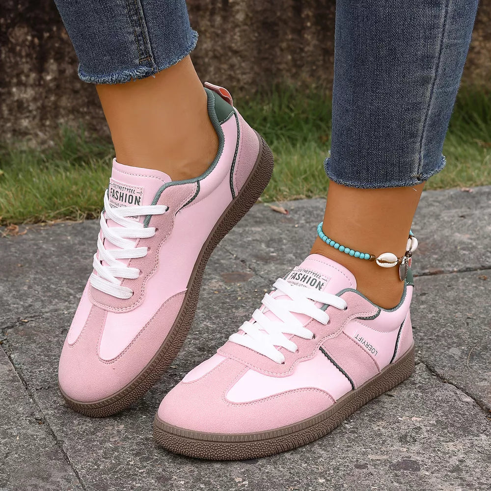 Round Toe Lace Up Sneakers in Wine Red, side view