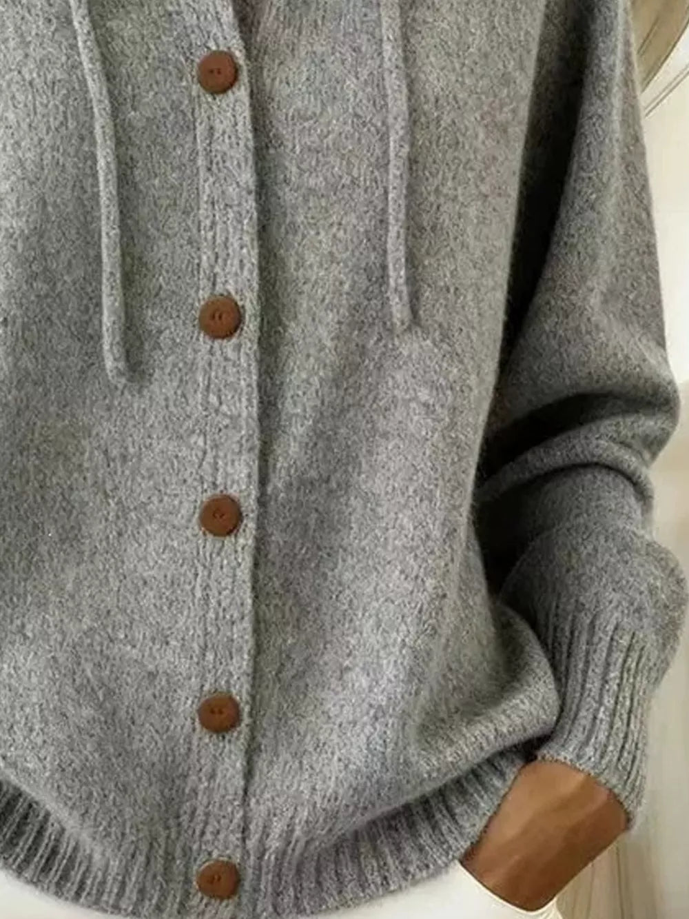 Hooded Button-up Cardigan in Pink, view 21