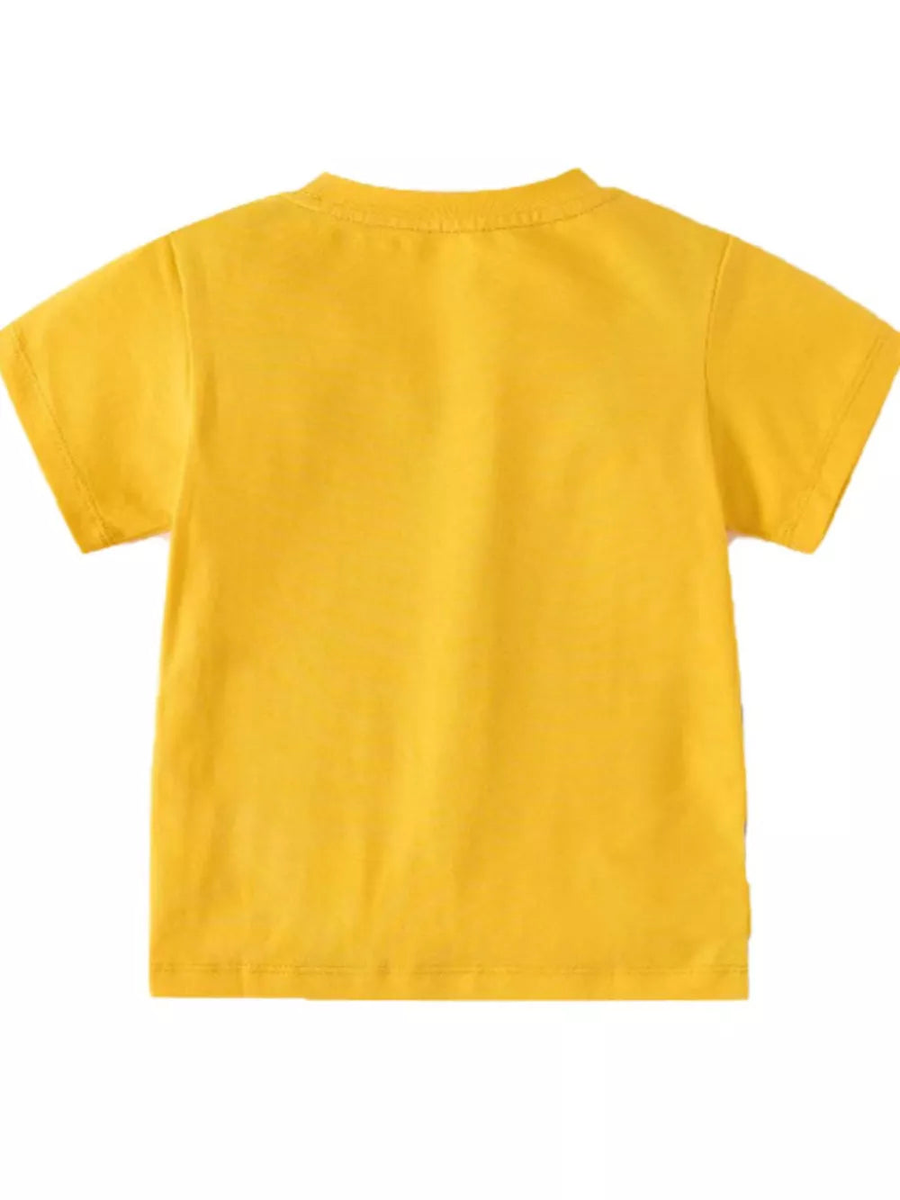 Yellow cotton toddler t-shirt with short sleeves and crew neck.