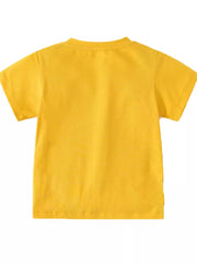 Yellow cotton toddler t-shirt with short sleeves and crew neck.