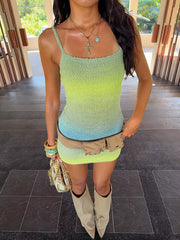 Gradient Knit Mini Dress in Yellow-green, model styling view