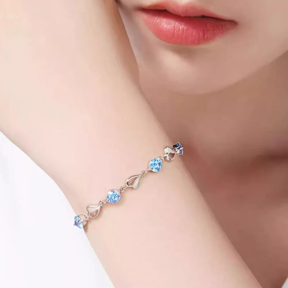 0.3 Carat Moissanite 925 Sterling Silver Bracelet in Silver, model styling view