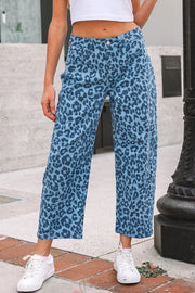 Leopard Print Barrel Leg Jeans, alternate angle