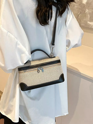 Top Handle Detachable Strap Mini Handbag in Black, side view