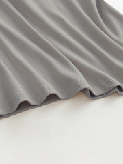 Gray ribbed halter tank top with built-in bra detail