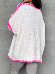 Tie Front Drop Shoulder Cardigan in White, view 12
