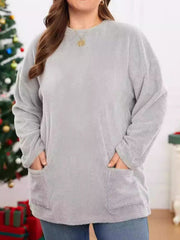 Cloud-soft cocoon dress in light gray with pockets and long sleeves.