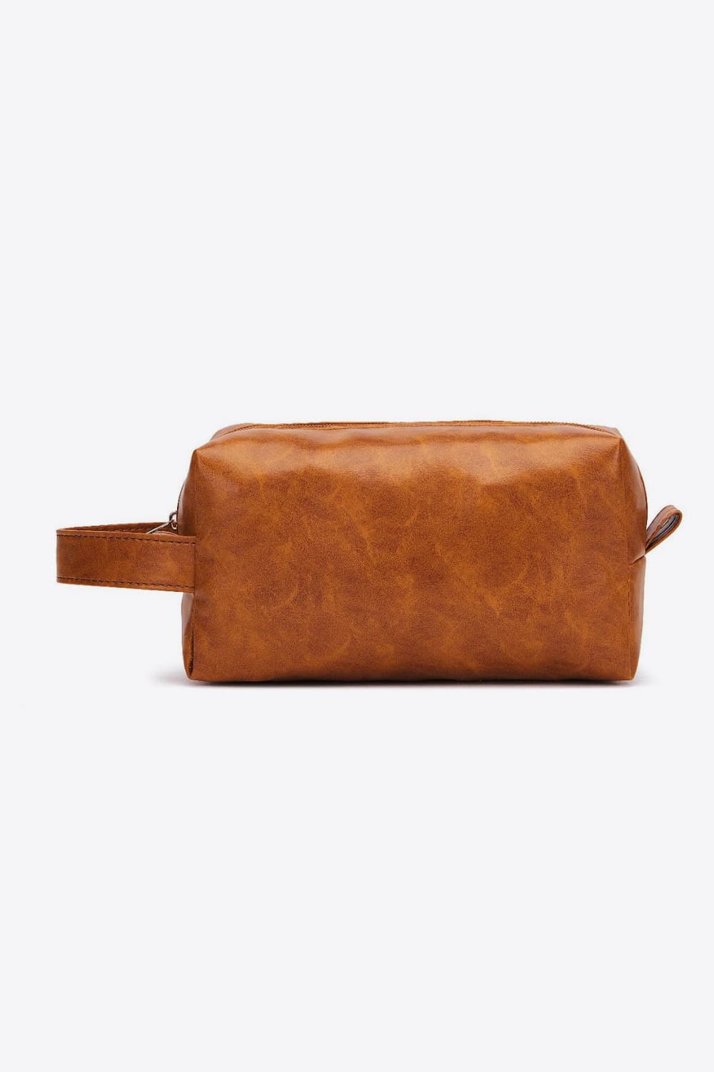 Caramel textured faux leather travel case with carry handle