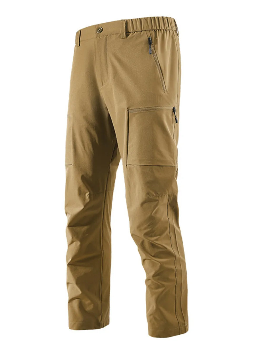 Men's Plus Size Outdoor Cargo Pants in Khaki, close-up detail