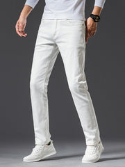 Slim Fit Pants in White, side view
