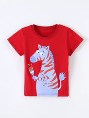 Children's Zebra Round Neck T-shirt, side view