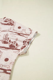 Desert Sand Print Short Sleeve Knit Top in Dust Storm, alternate angle