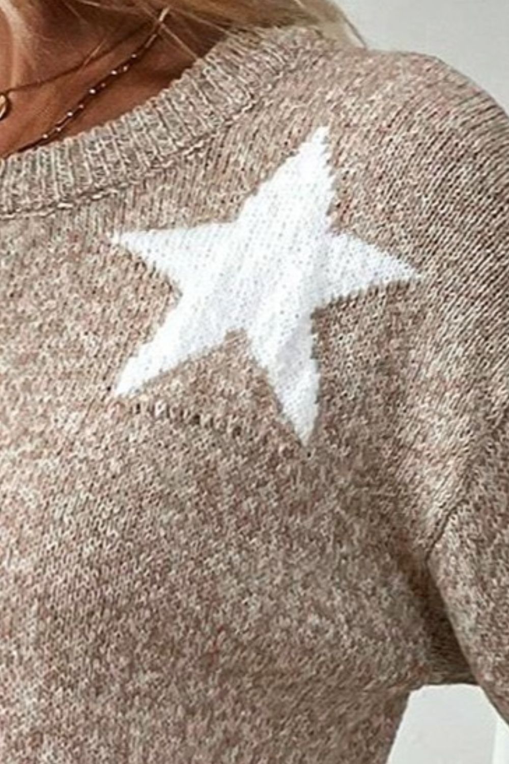 Dust Storm knit jumper with white star detail, crew neck sweater