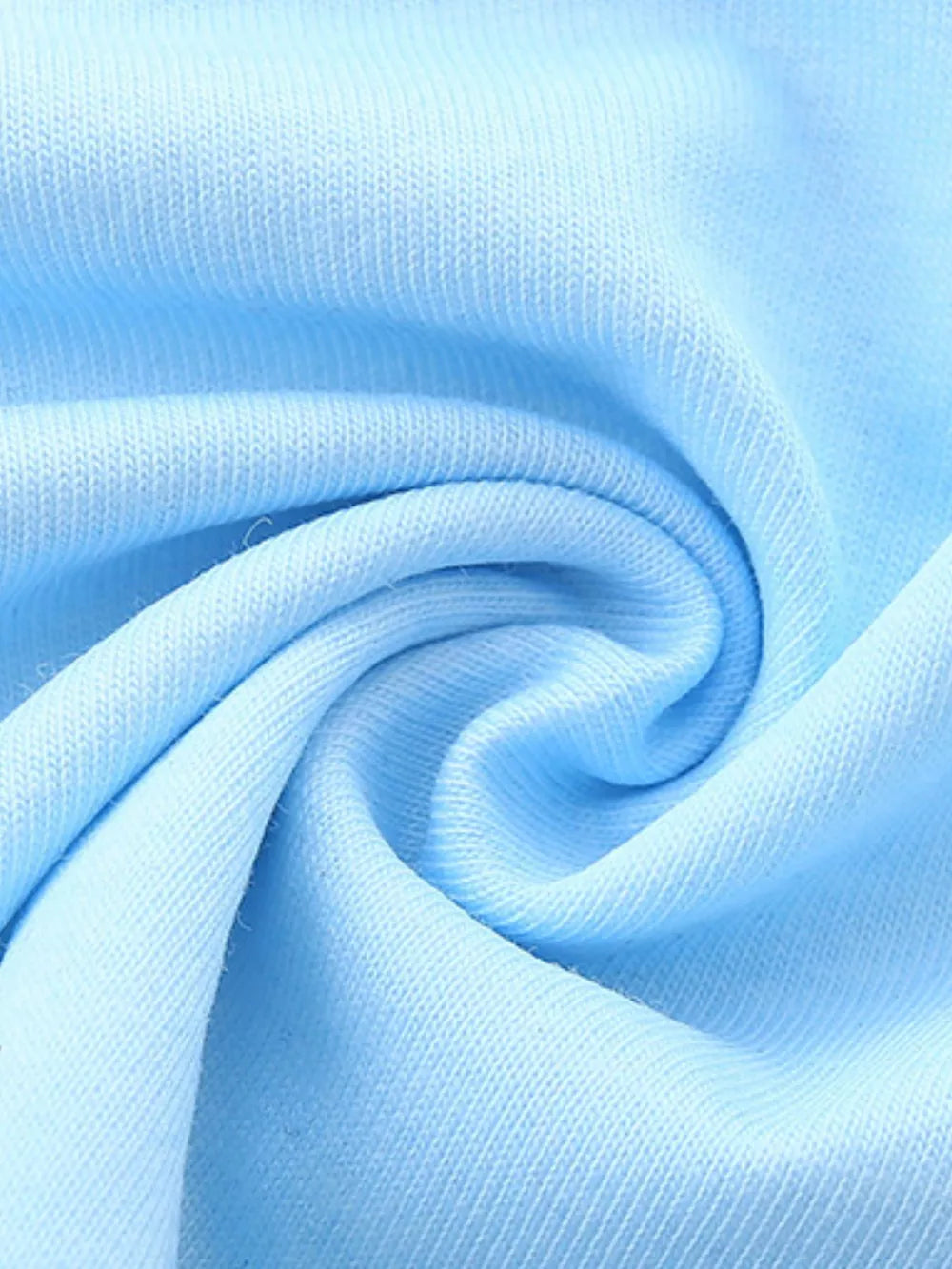 Light blue cotton toddler tee and shorts fabric detail