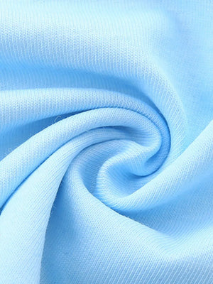 Light blue cotton toddler tee and shorts fabric detail