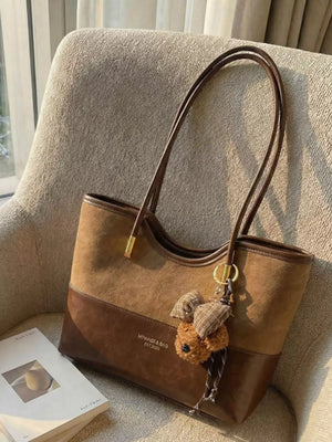 Pu Leather Shoulder Bag in Brown, back view