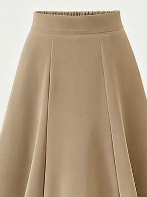 A-line Midi Skirt With Elastic Waistband, alternate angle