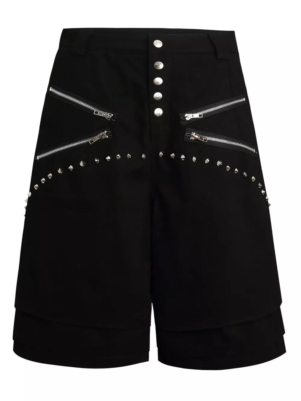 Men's Zipper Detail Wide Leg Capris in Black, side view