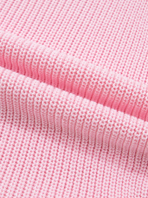 Pink acrylic knit sweater vest with V-neck and button front detail.