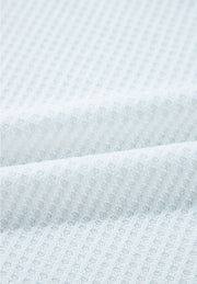 White waffle knit henley sweater fabric detail